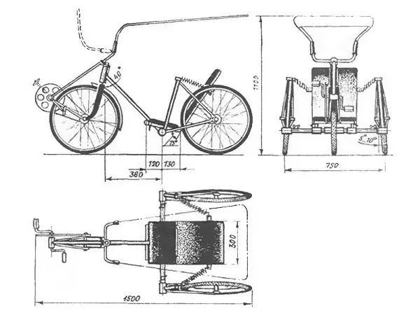 velosipēda rikšas zīmējums no velosipēda